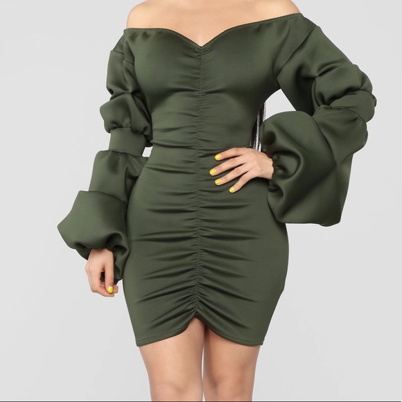 Olive Bodycon Dress - Picture 2 of 2